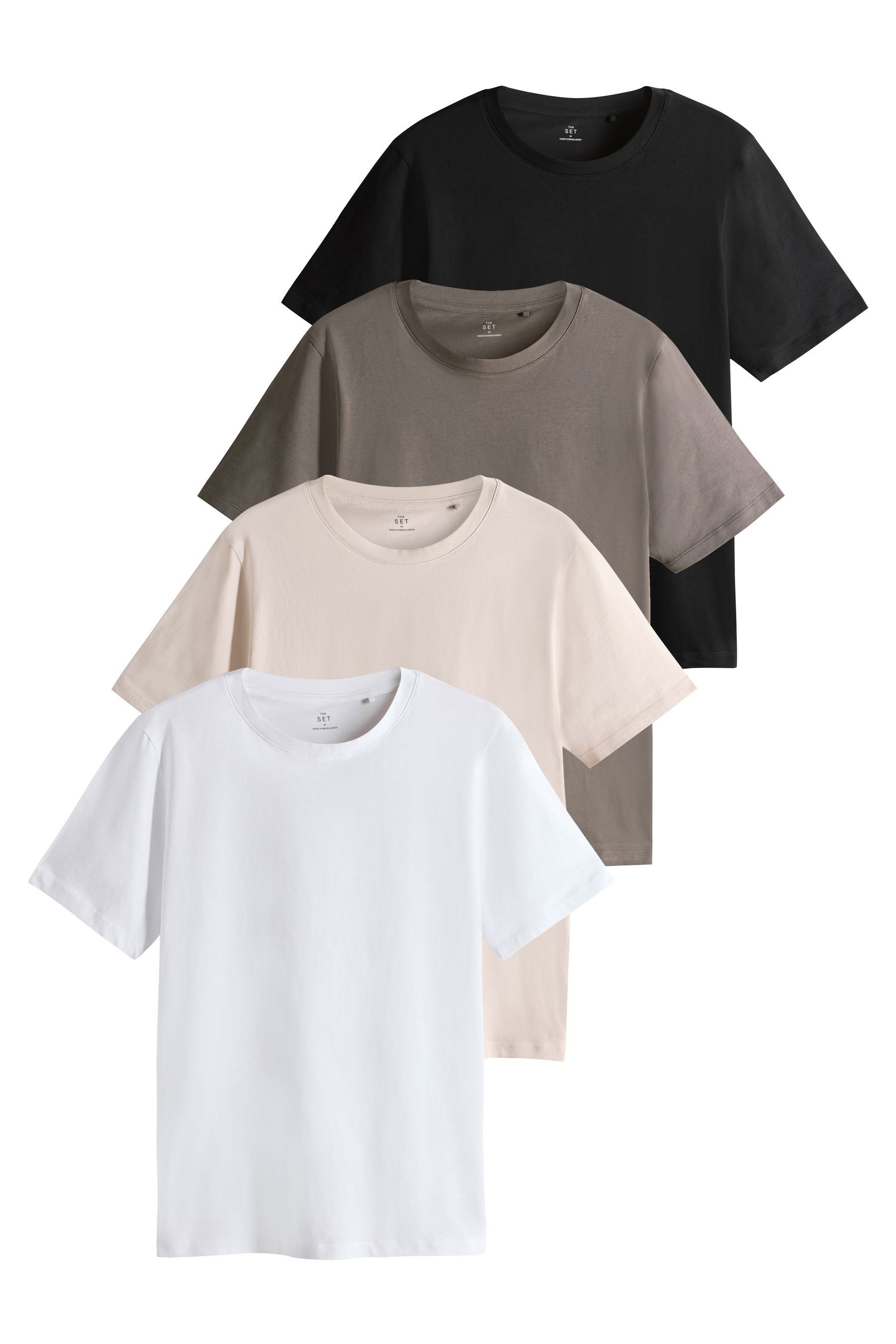 T-Shirt The Set Slim Fit Kurzarm-T-Shirts, 4er-Pack