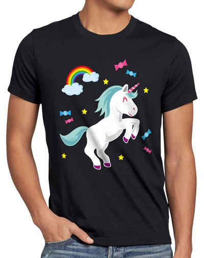 style3 Print-Shirt Herren T-Shirt Unicorn Candy Einhorn Regenbogen sterne pferd fun funshirt süß