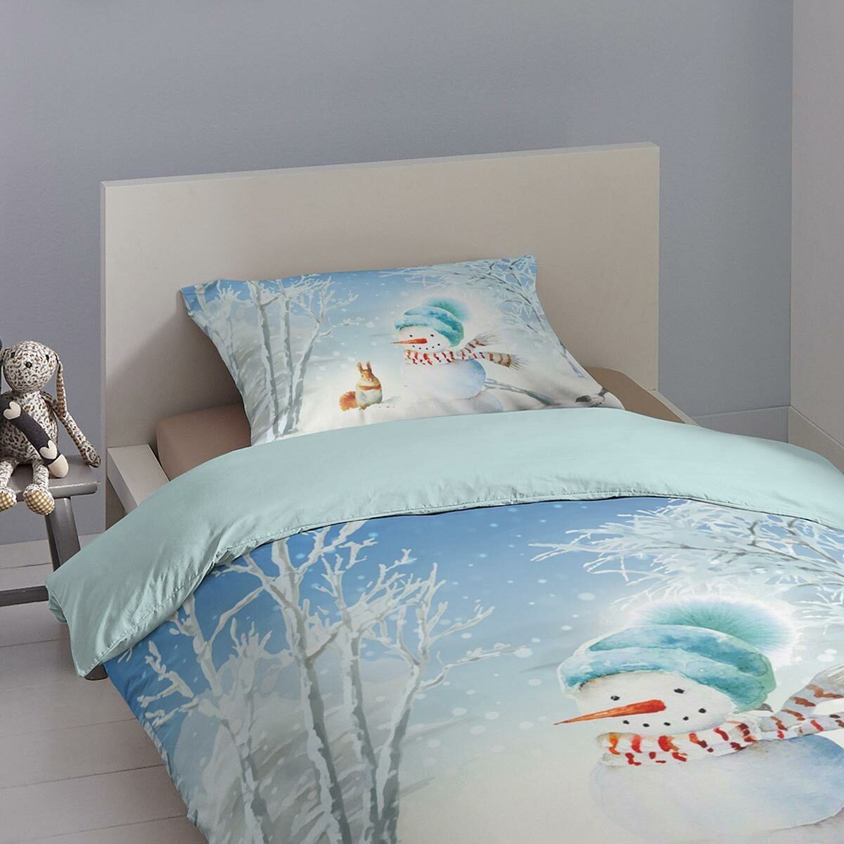 TRAUMSCHLAF Bettwäsche Schneemann und Eichhörnchen, Flanell, günstig online kaufen