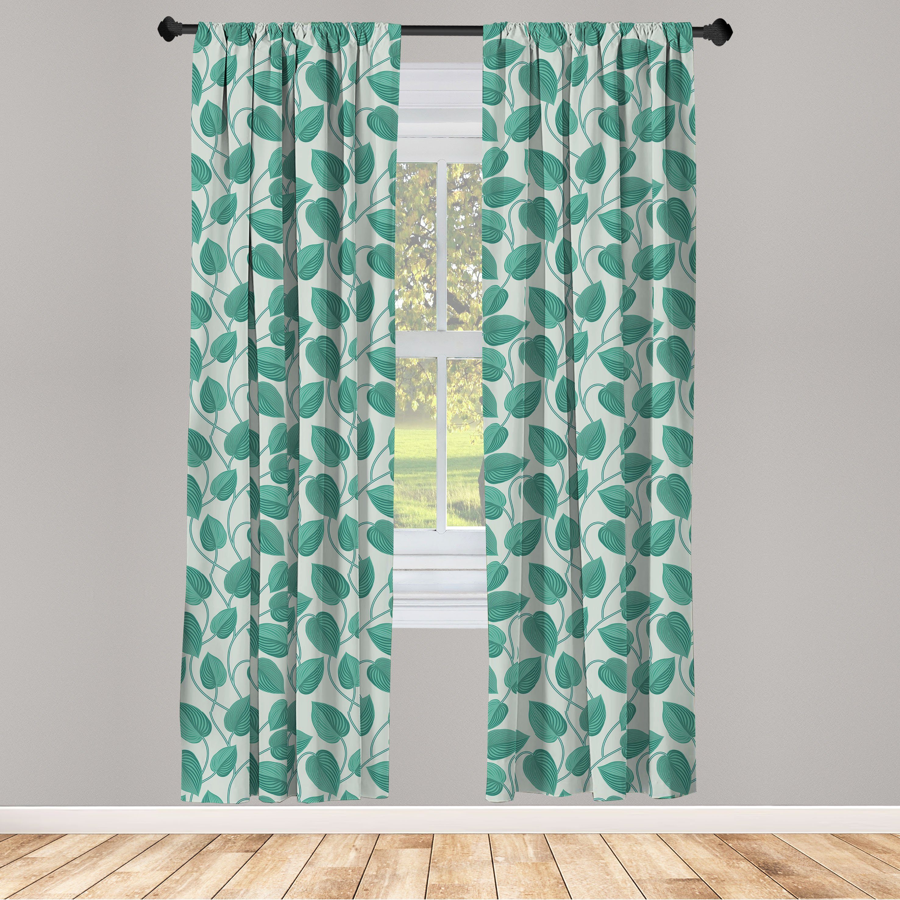 Gardine Vorhang für Wohnzimmer Schlafzimmer Dekor, Abakuhaus, Microfaser, Botanisch Flourish grüner Garten