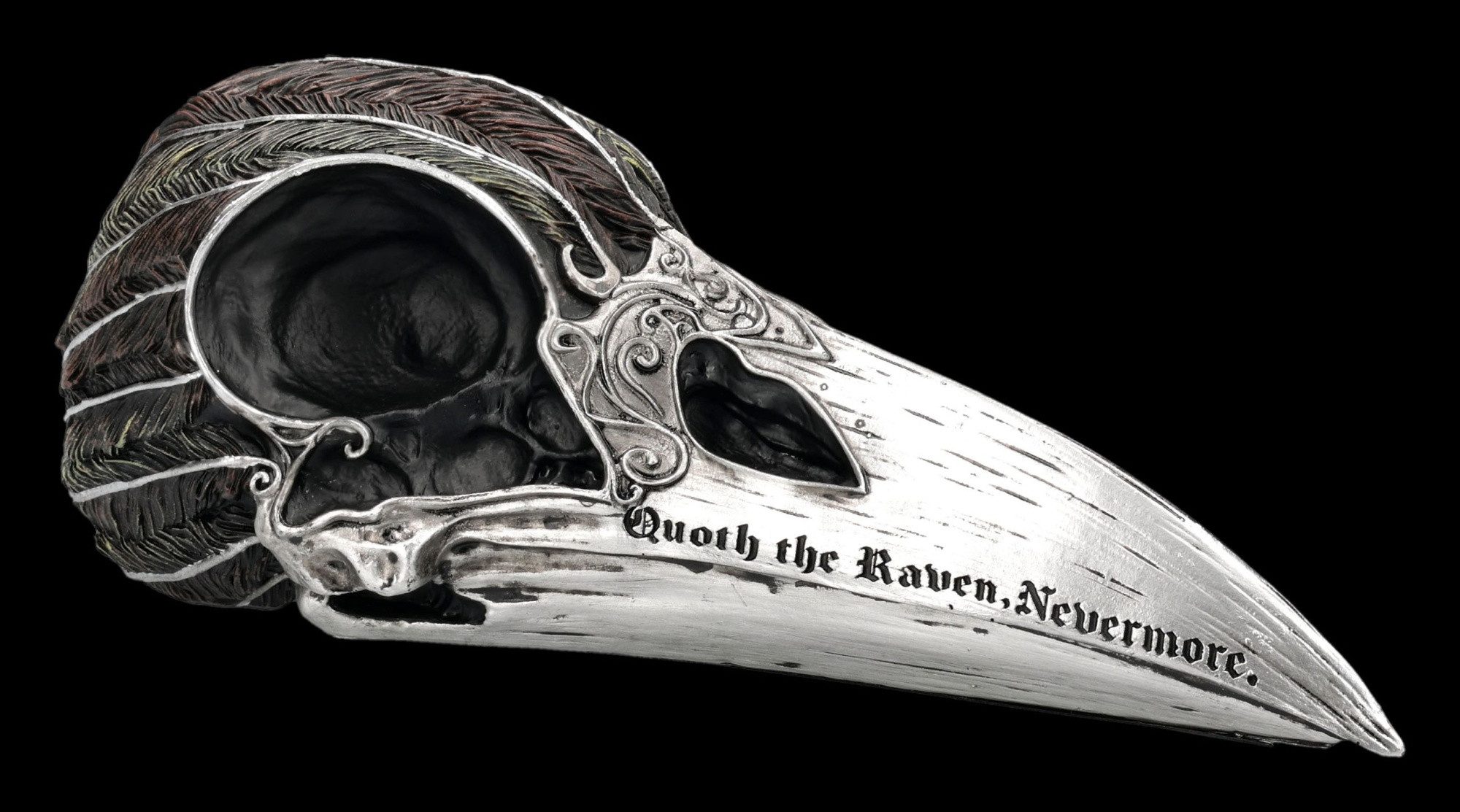 Figuren Shop GmbH Dekofigur Raben Schädel Statue - Okkulte Gothic Figur Nevermore 20 cm Dekoration