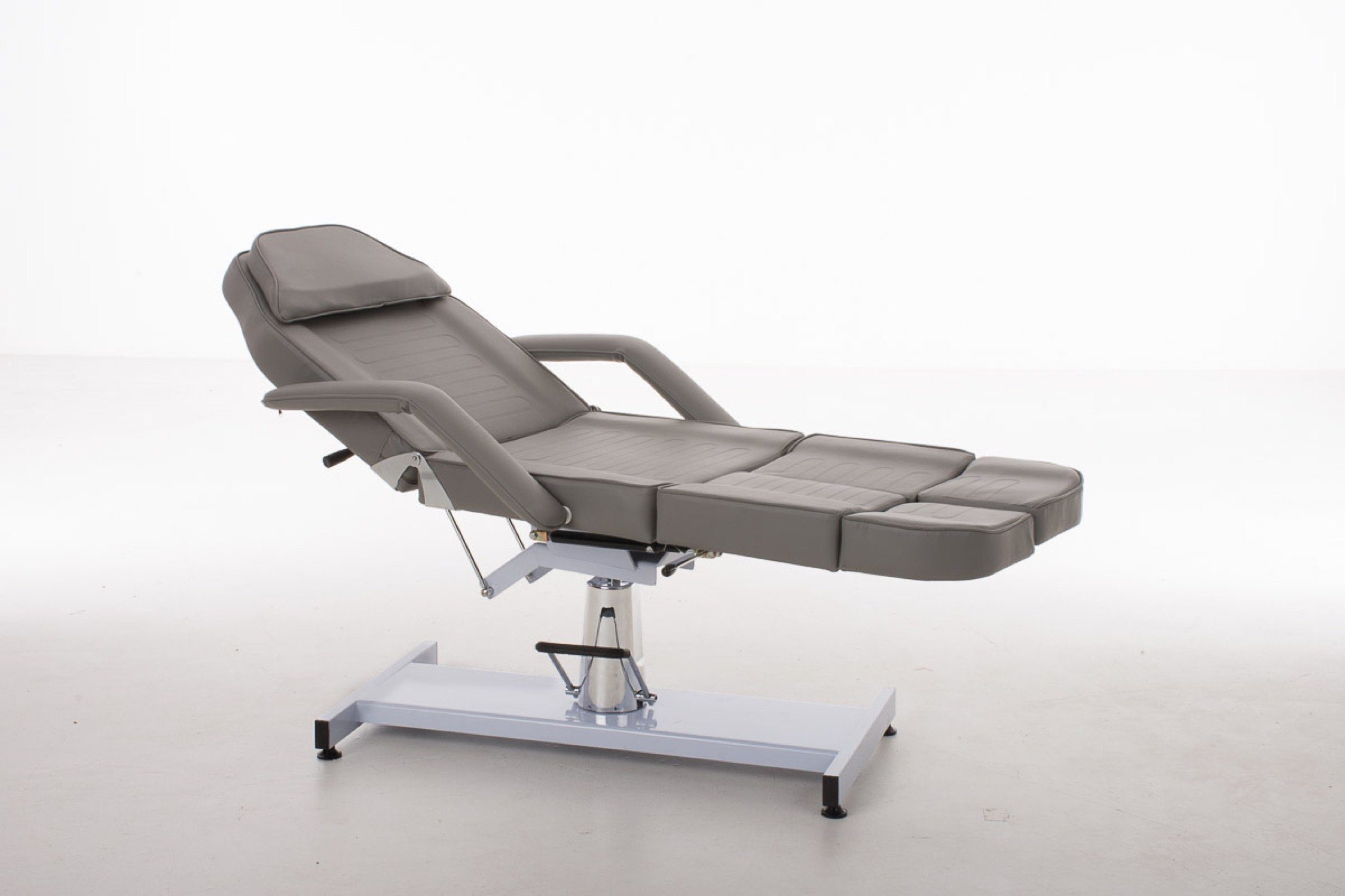 TPFLiving Massageliege Sphere - Hydraulische Kosmetikliege (Massagebett 360° drehbar. Sitzhöhe 60 - 75 cm, Massagesessel bis zu 400 kg belastbar), mit Feinzellenschaumstoff gepolstert - Material: Kunstleder grau