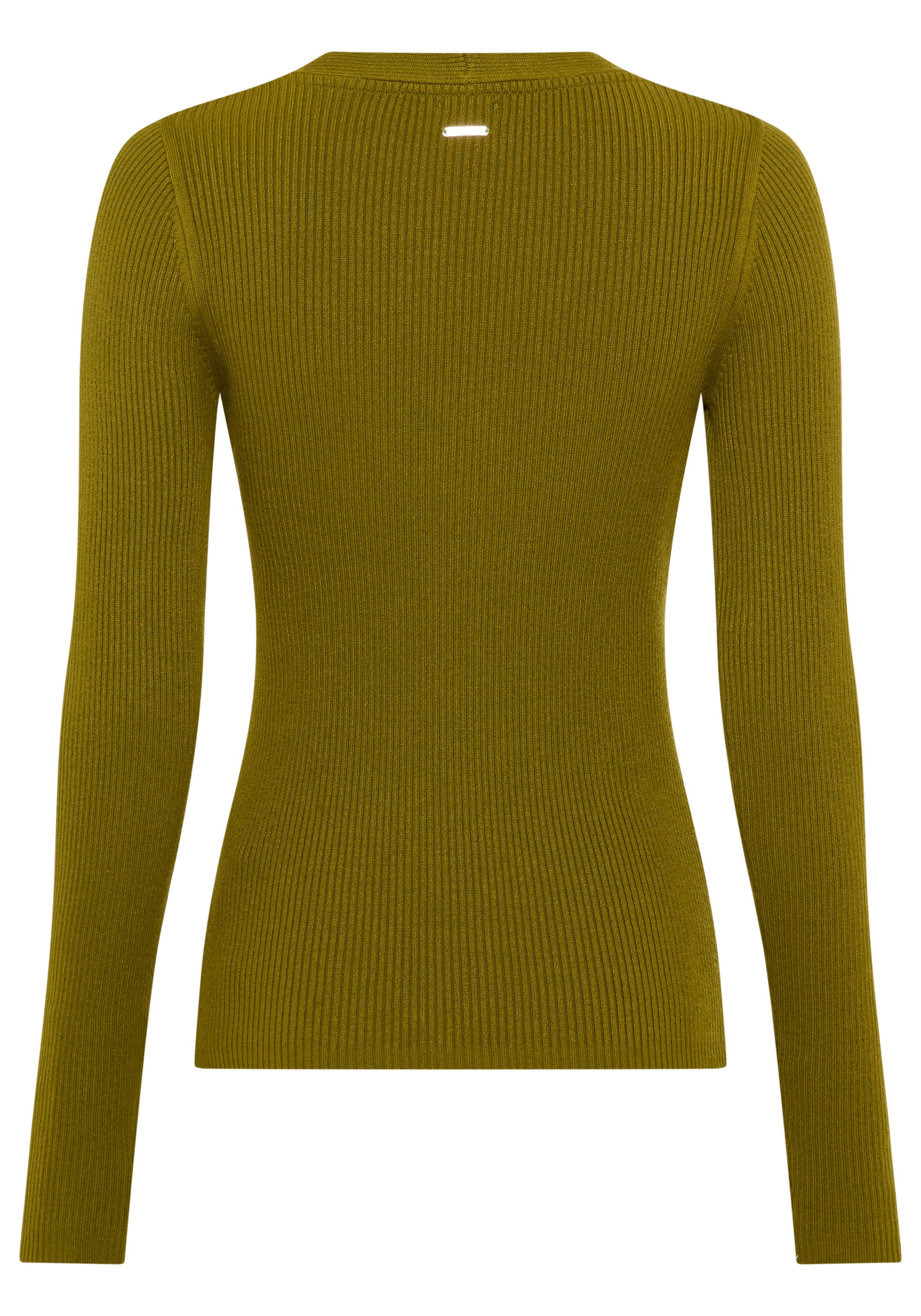 Laura Scott V-Ausschnitt-Pullover Feinstrickpullover mit spannendem Zopfmuster