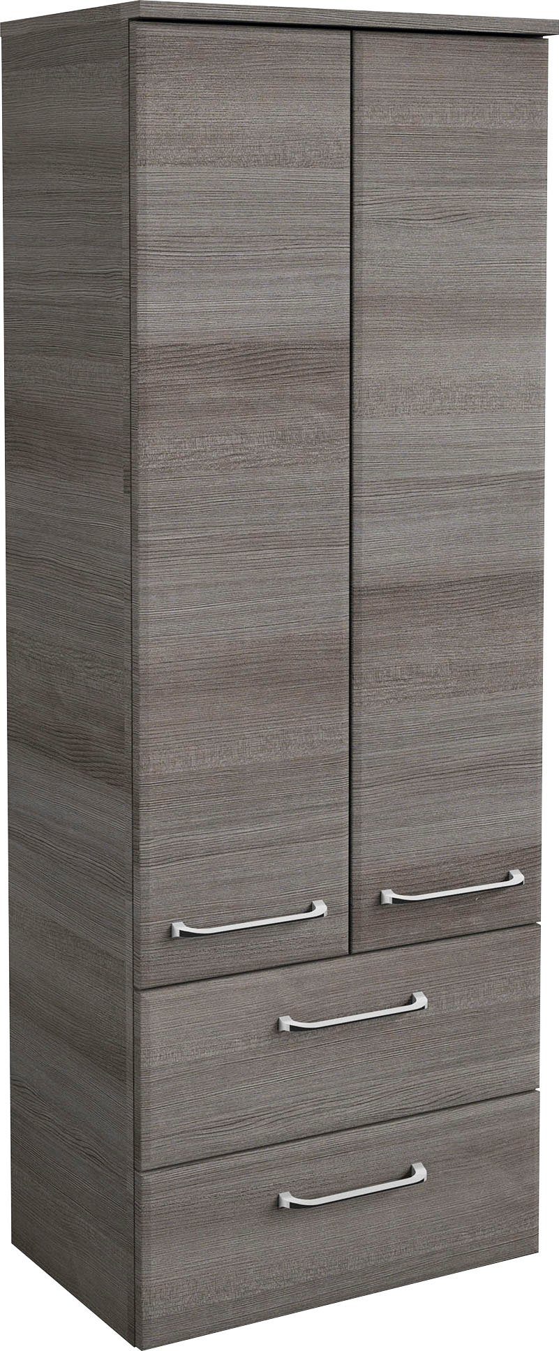 Graphit/Graphit 136 cm, Türdämpfer Midischrank | Quickset 50 Höhe Breite Struktur Glaseinlegeböden, cm, quer Graphit PELIPAL