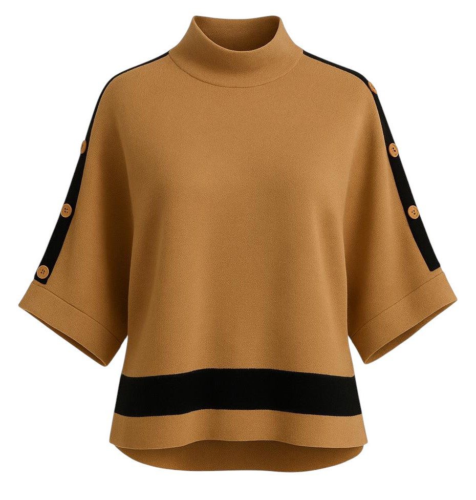 Mississhop Stehkragenpullover Damen Feinstrickpullover mit Knopfleiste M.41 günstig online kaufen