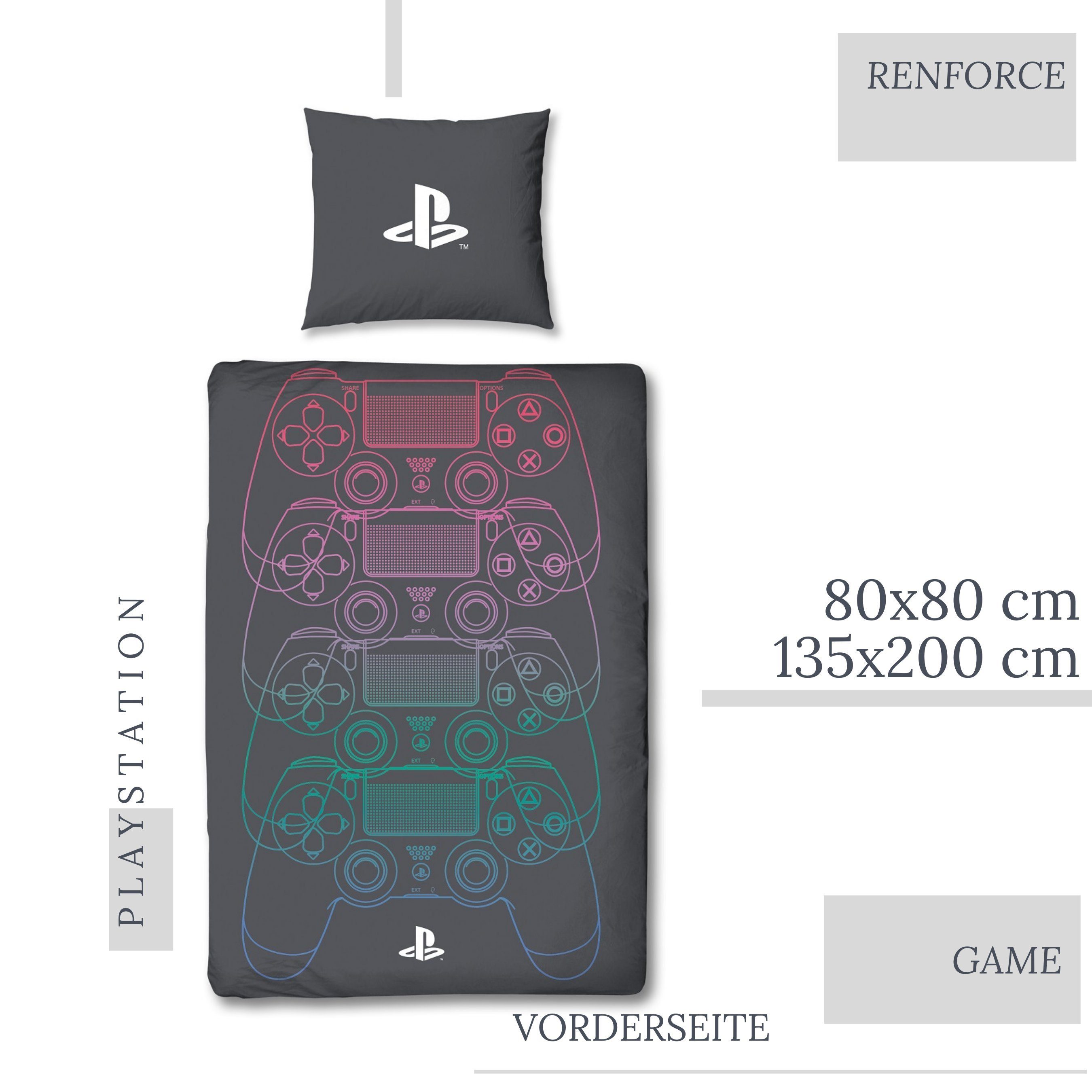MTOnlinehandel Bettwäsche PlayStation 5 135x200 + 80x80 cm, 100 % Baumwolle günstig online kaufen