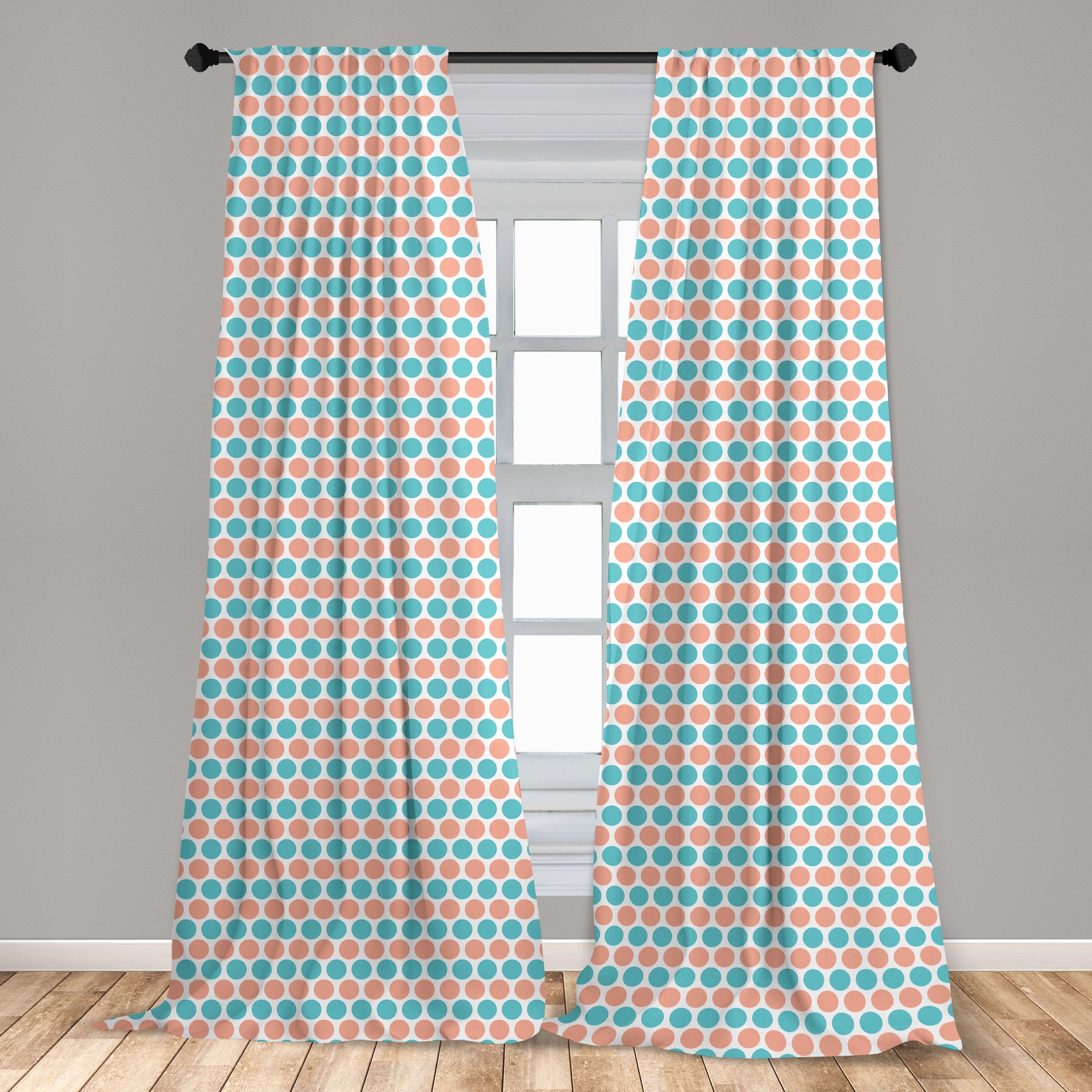 Gardine Vorhang für Wohnzimmer Abakuhaus, Pastelltöne Schlafzimmer Zeilen Dekor, Punkte Geometrisch Microfaser