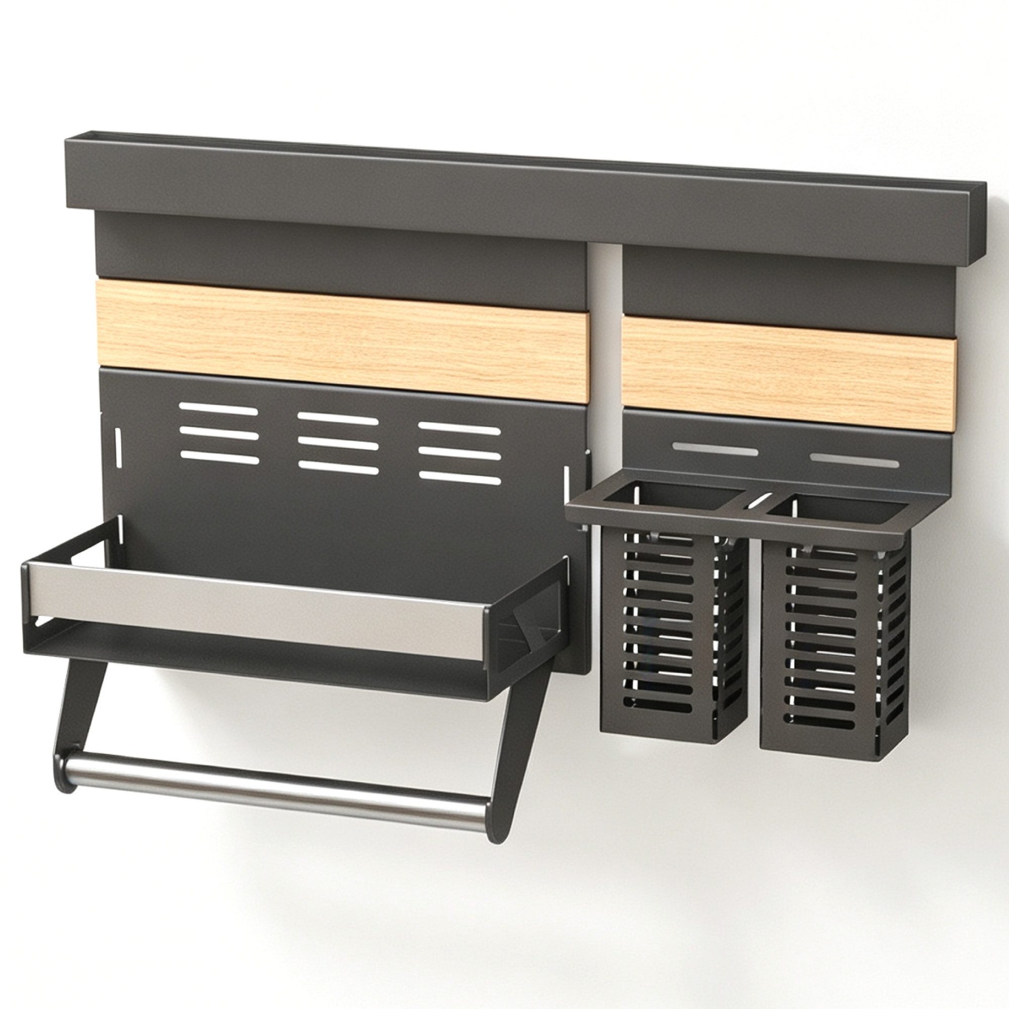 doporro Küchenregal Küchenorganizer-set Multifunktional aus Metall Wandmontage 52/82cm, 52-cm-Schiene trägt bis zu 10.5kg, 82-cm-Schiene trägt bis zu 15kg