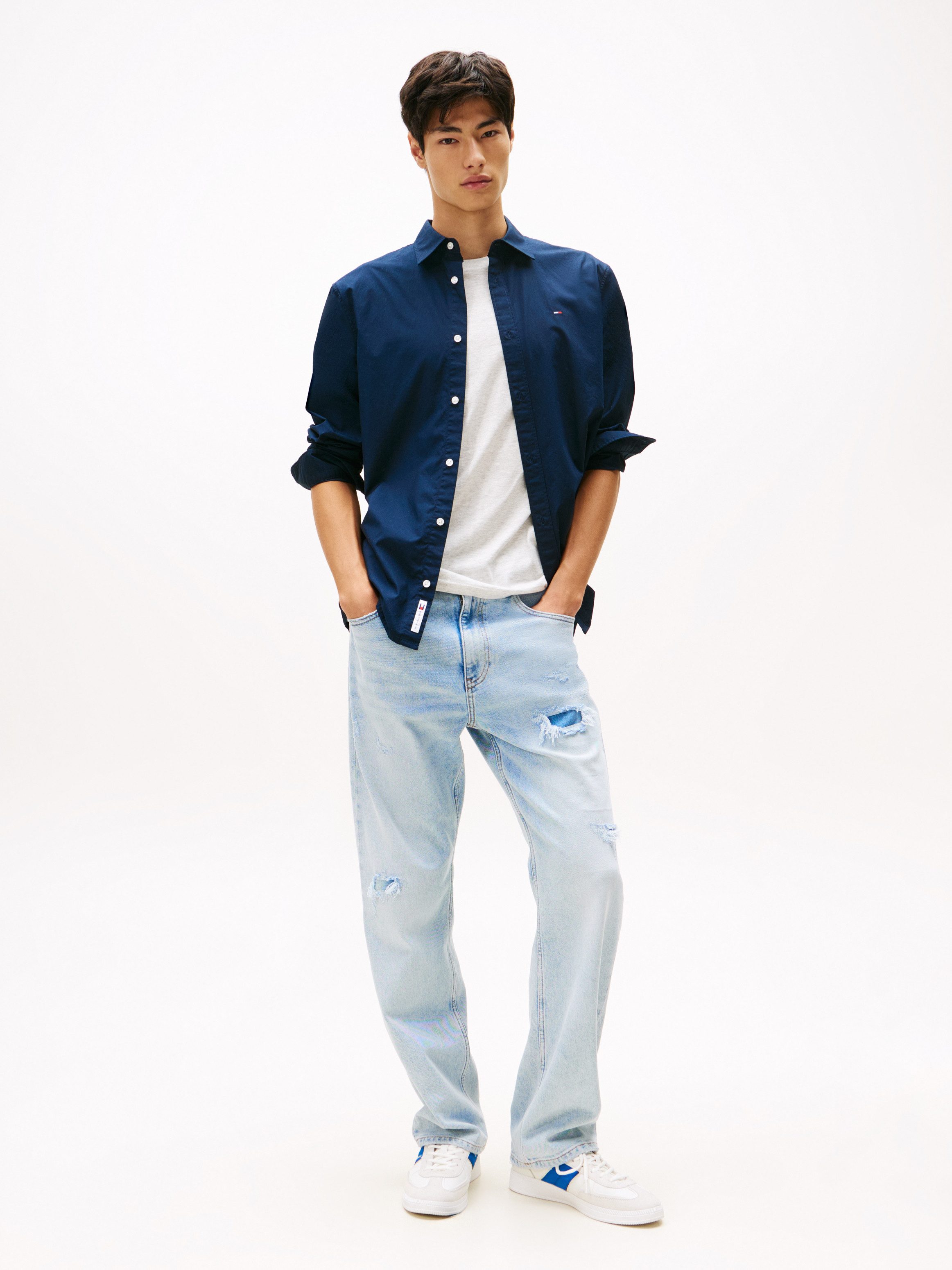 Tommy Jeans Langarmhemd TJM POPLIN Regular fit, Kentkragen