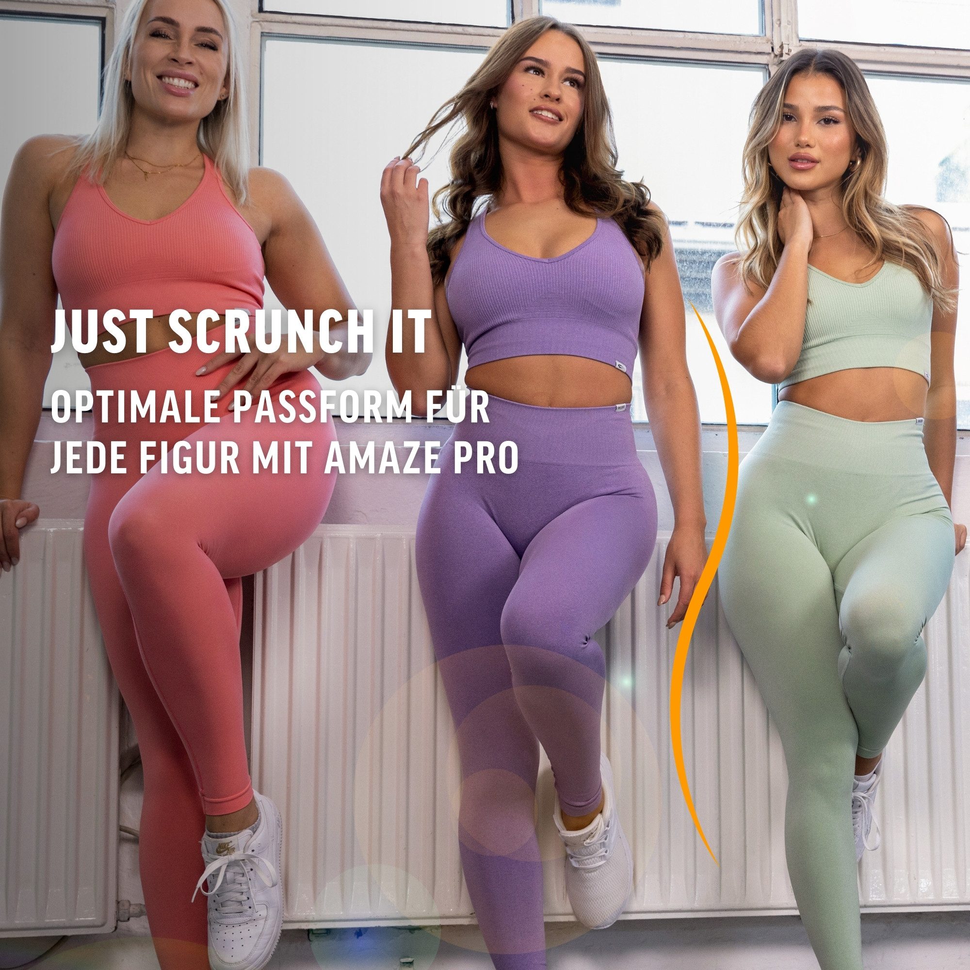 Smilodox Leggings Amaze Pro mit Scrunch-Effekt, High Waist V-Shape Sport & Yogahose Seamless Push Up Booty Fitnesshose Blickdicht Yoga Gym Figurformend