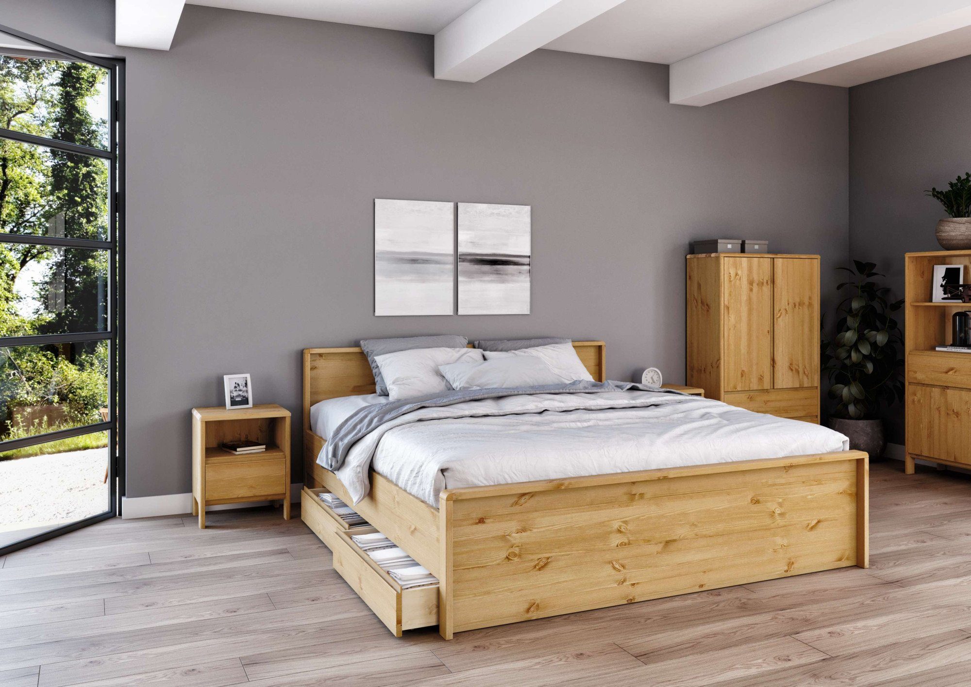 OTTO home Bettschubkasten Luven (2 St), aus massiver Kiefer, 2 Stück, passen perfekt unter das Bett Luven