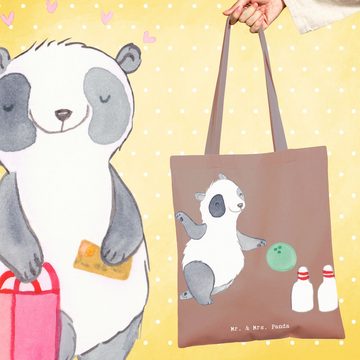 Mr. & Mrs. Panda Tragetasche Panda Bowling - Braun Pastell - Geschenk, Dankeschön, Bowling Center, (1-tlg), Cross Stitching Griffe