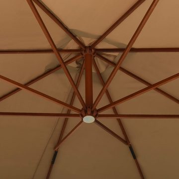 vidaXL Sonnenschirm Ampelschirm mit Holzmast 300 cm Taupe Sonnenschirm Terrasse Hängeschir
