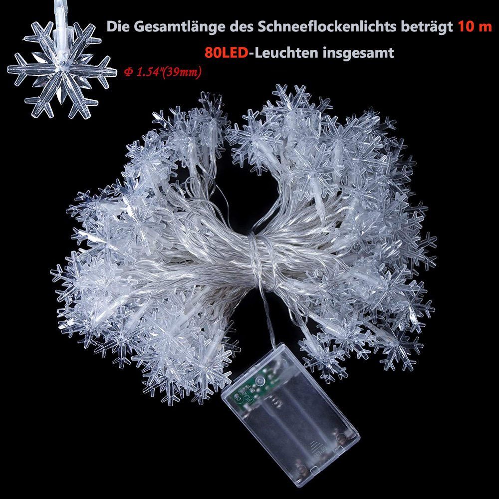 GelldG Schneeflocke Weihnachten Lichterketten LED-Lichterkette