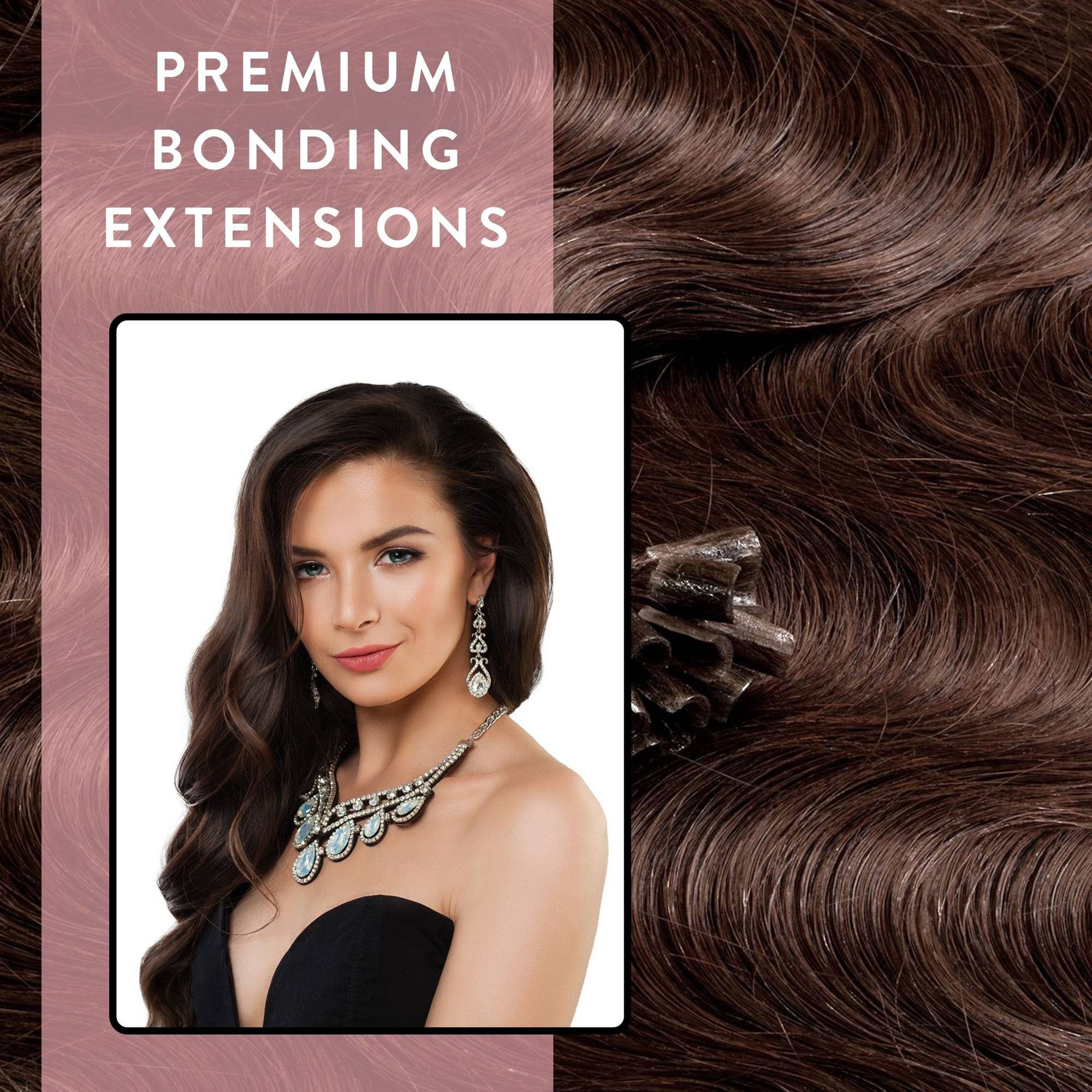 hair2heart Echthaar-Extension Premium Bondings gewellt #6/3 Dunkelblond Gold 40cm