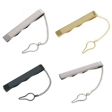 DonDon Krawattennadel Krawattenklammer Krawattennadel, Krawattennadel aus Edelstahl, mit Zierkette, verschiedene Designs