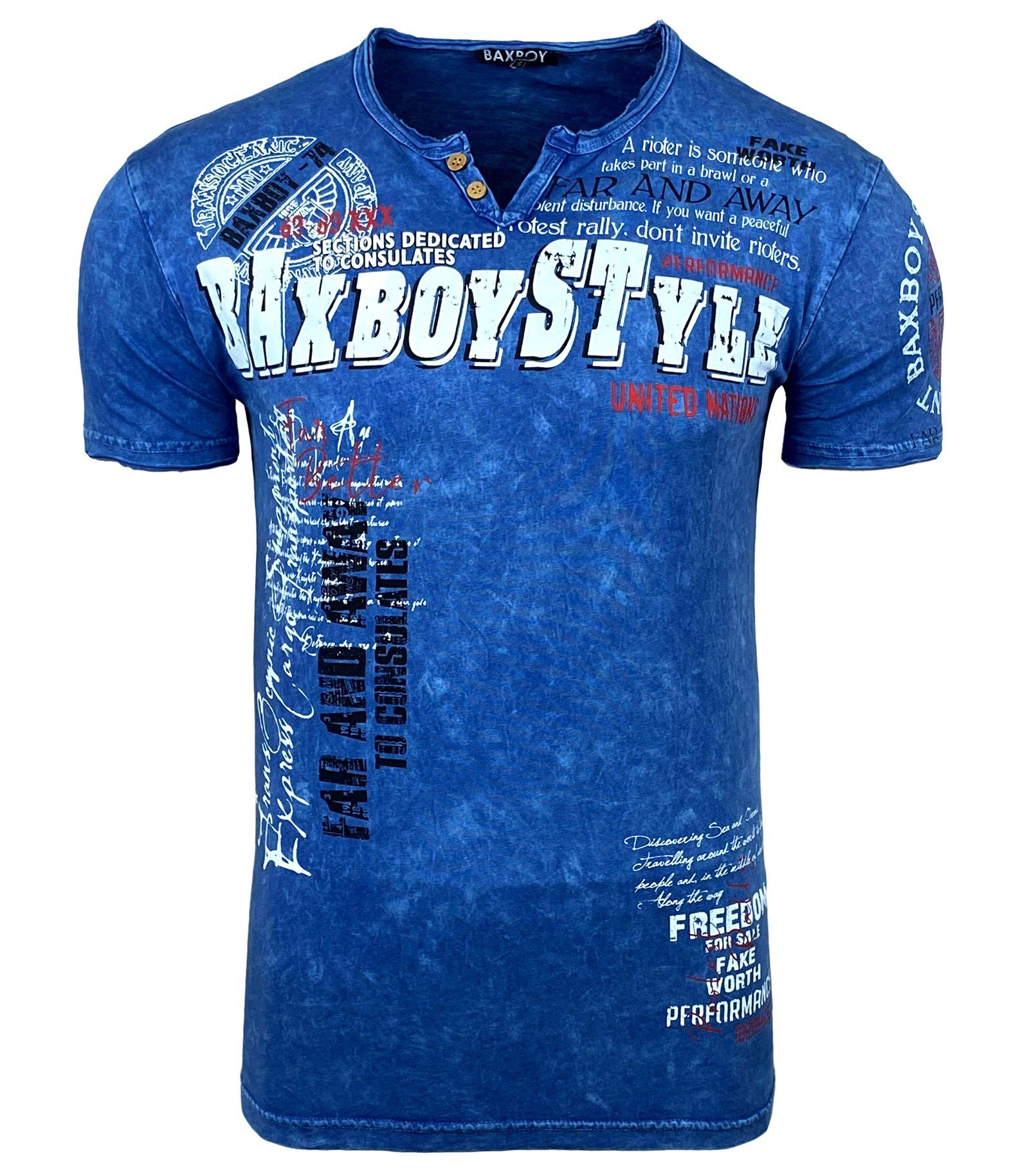 T-Shirt Baxboy T-Shirt »VINTAGE« mit trendigem Markenprint B-148