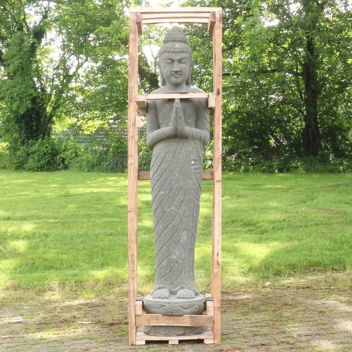 Oriental Galerie Dekofigur Buddha stehend Steinfigur Greenstone Greetings 175 cm (1 St)