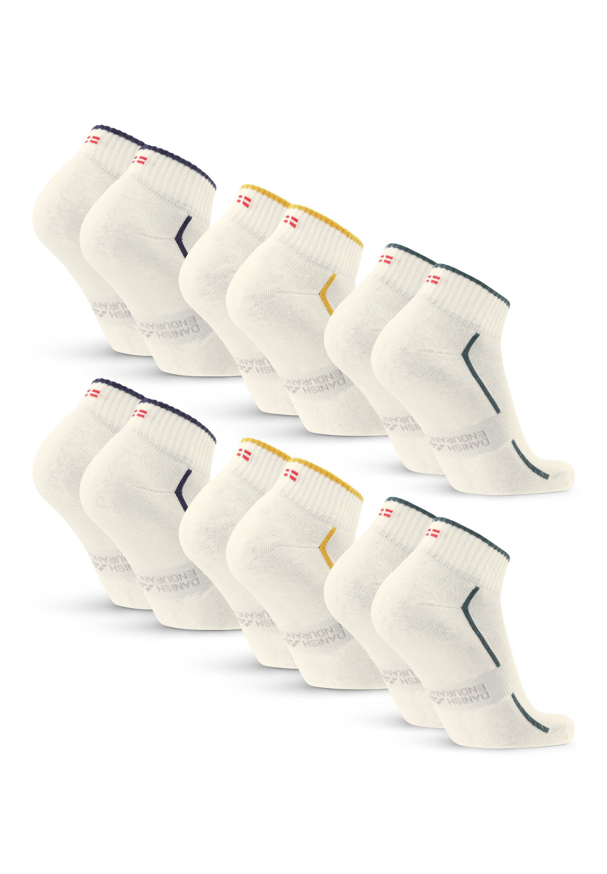 DANISH ENDURANCE Basicsocken Tennis Quarter (6-Paar) Kurze Sportspocken für Fitness & Alltag, Unisex