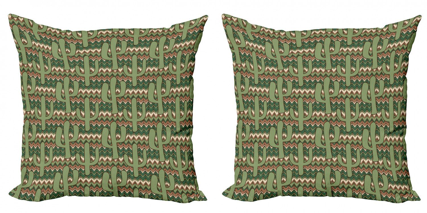 Kissenbezüge Modern Accent Doppelseitiger Digitaldruck, Abakuhaus (2 Stück), Kaktus Cartoon Saguaro Zigzag