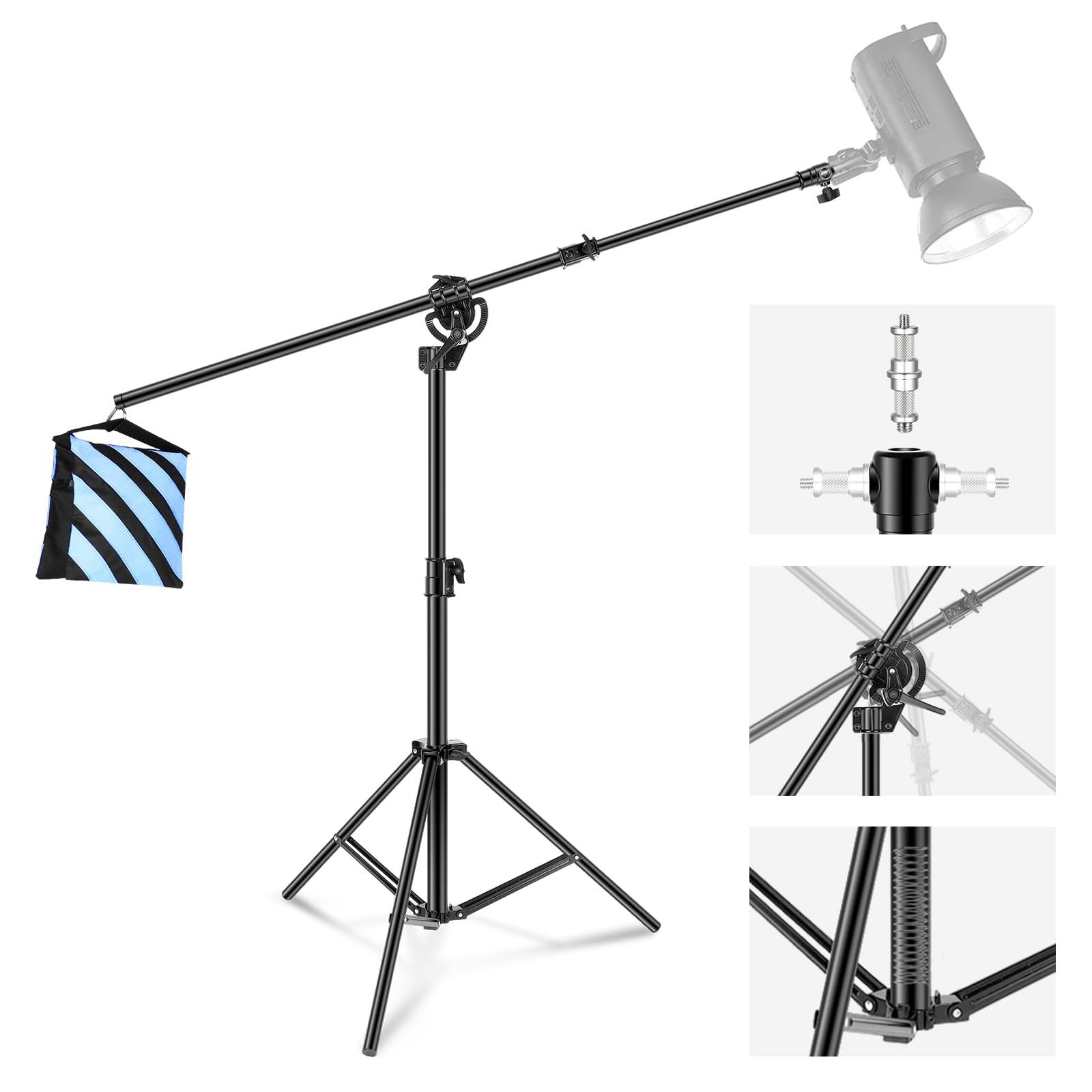 Neewer ST-CB Foto-Lichtstativ, 297 cm Schwerlast Stativ, Aluminiumlegierung Lampenstativ (mit 115 cm Auslegeram und leerem Sandsack, für Videolicht Softbox)