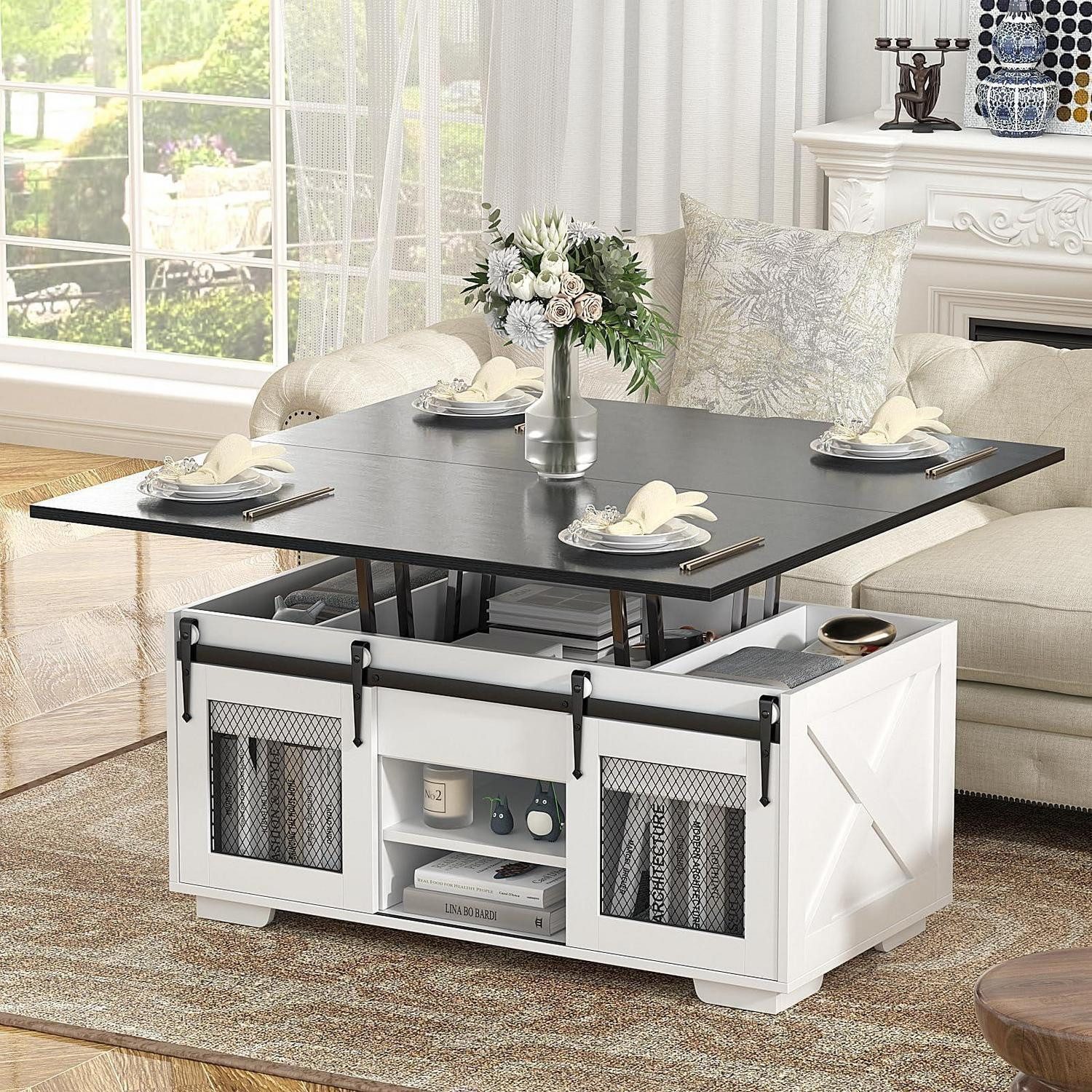 LuxusKollektion Couchtisch Höhenverstellbarer Couchtisch Wohnzimmer Schwarz (1-St)