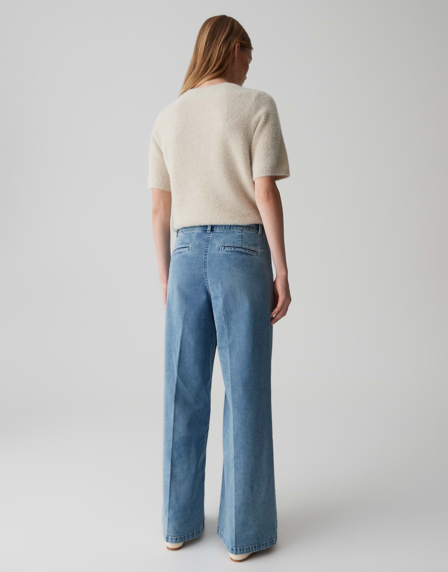 OPUS PANTS Weite Jeans MOIRA MELODY aus Dry Indigo® Mid Rise Wide Leg, Long, Bügelfalten