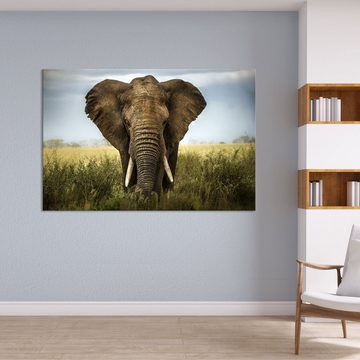 WallSpirit Leinwandbild "Elefant - Afrika" - XXL Wandbild, Leinwandbild geeignet für alle Wohnbereiche