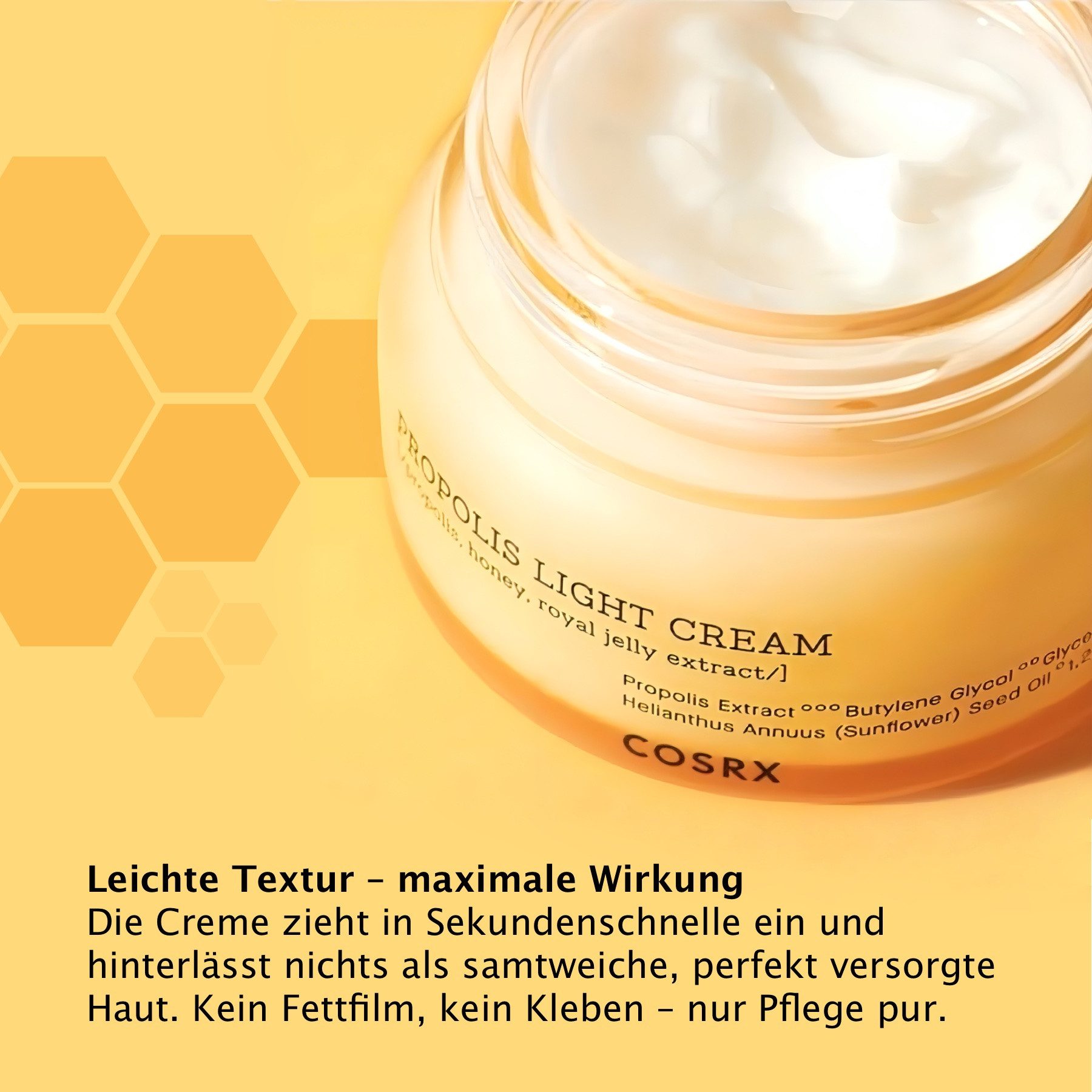 Cosrx Gesichtspflege COSRX Propolis Light Cream Gesichtscreme Tagescreme Pflegecreme, 1-tlg., Gesichtscreme, Hautpflege, Tagescreme, Pflegecreme