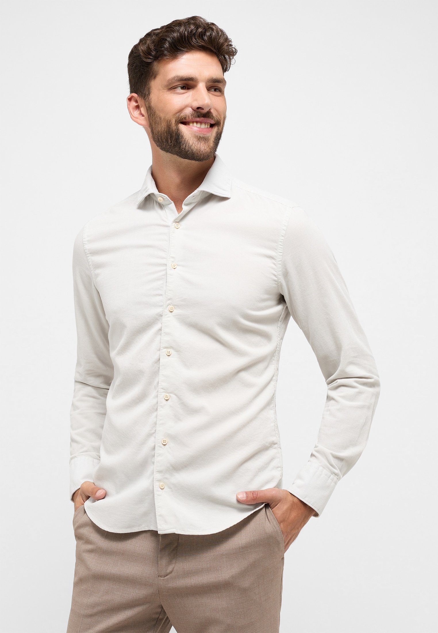 Eterna Langarmhemd SLIM FIT off-white