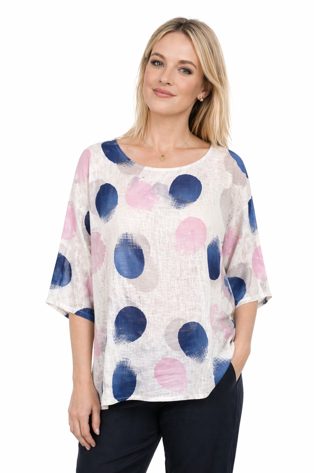 ITALY VIBES Kurzarmbluse - Halbarmshirt - lockere Bluse - Schlupfbluse - Shirtbluse - ITALY VIB ONE SIZE / passend für Größe M - XXL