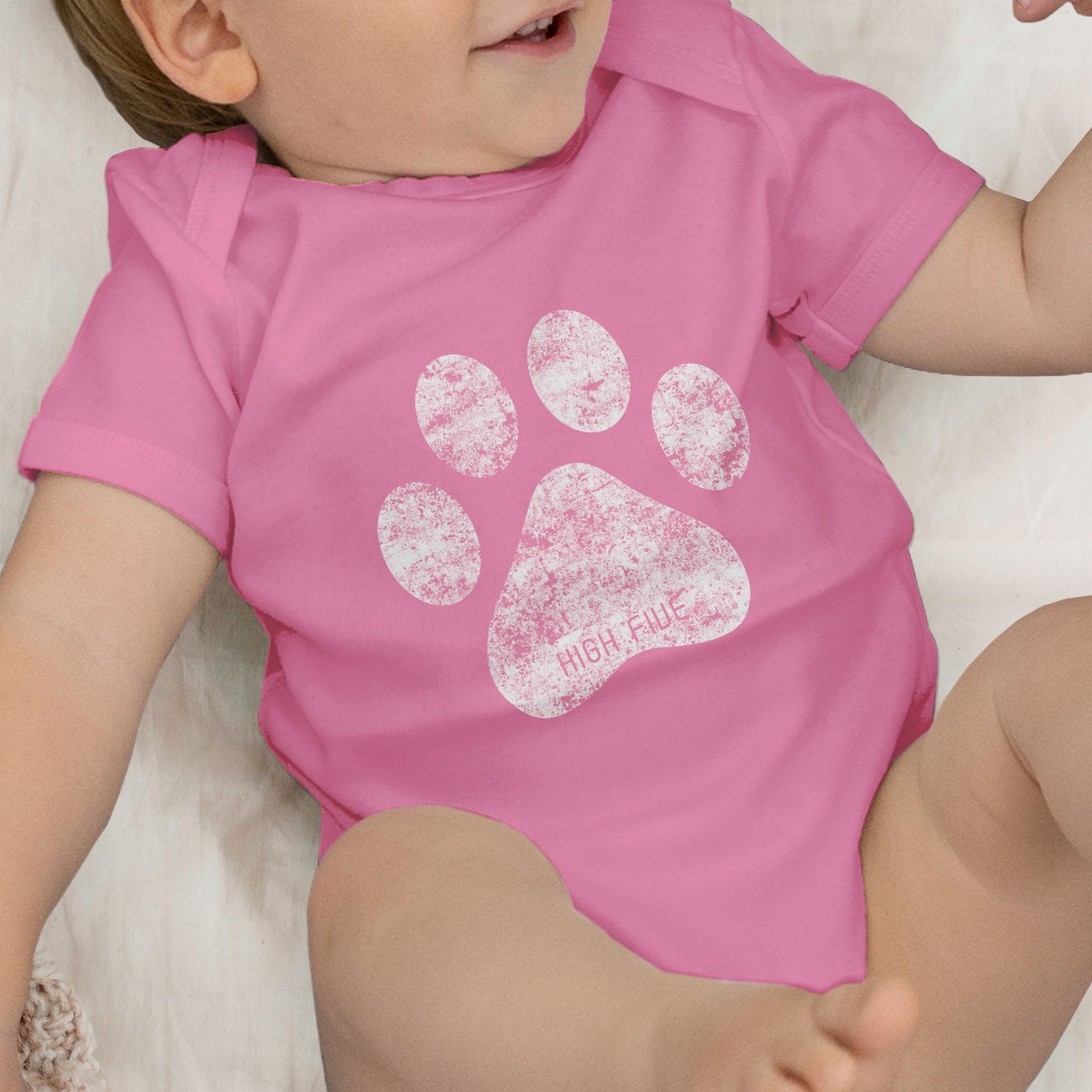 Shirtracer Shirtbody Hunde Five 1 High Tiermotiv Pink Pfote Print Animal Baby