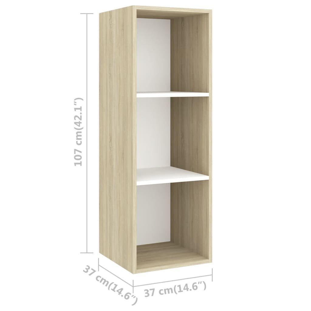 vidaXL TV-Schrank 2 Weiß Holzwerkstoff Sonoma-Eiche und TV-Wandschränke Weiß (2-St) Sonoma-Eiche Stk