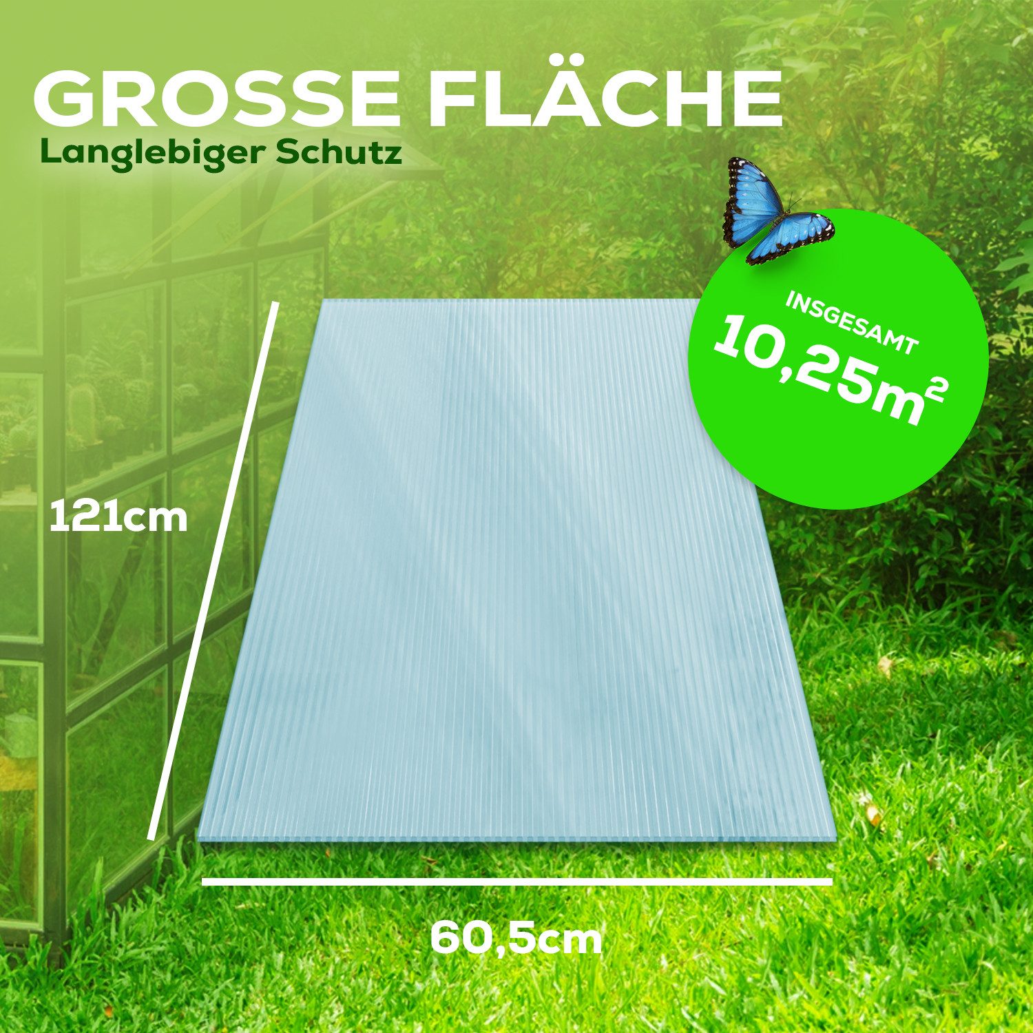 GARMIO Gewächshaus Hohlkammerstegplatte...