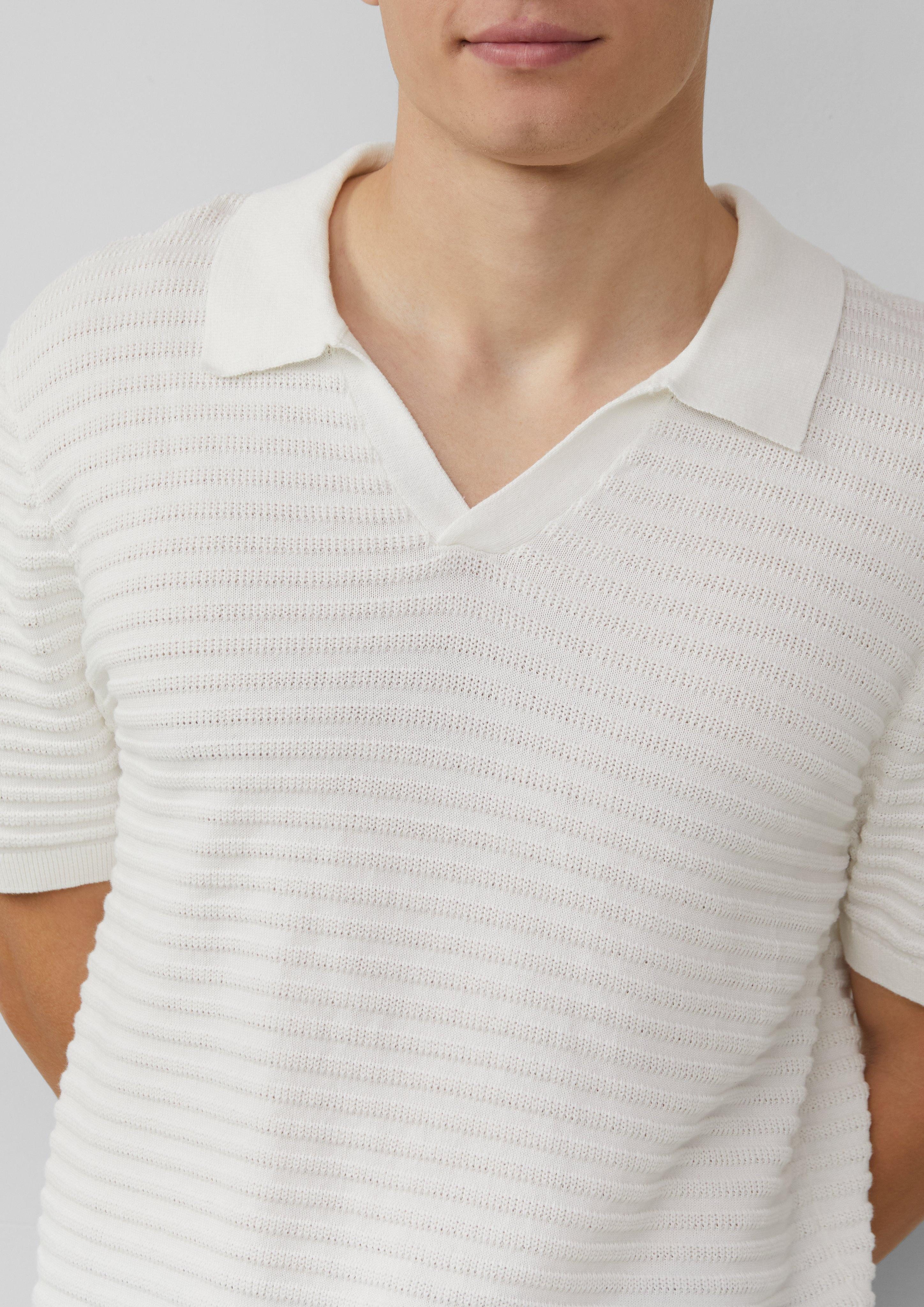 QS Kurzarmshirt Strickpolo mit offenem Kragen günstig online kaufen