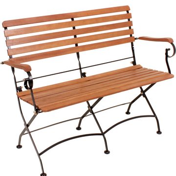 Lomadox Gartenbank GARDA-120, Gartenmöbel Set Sitzgruppe Bank Stühle Tisch Eukalyptus Metall