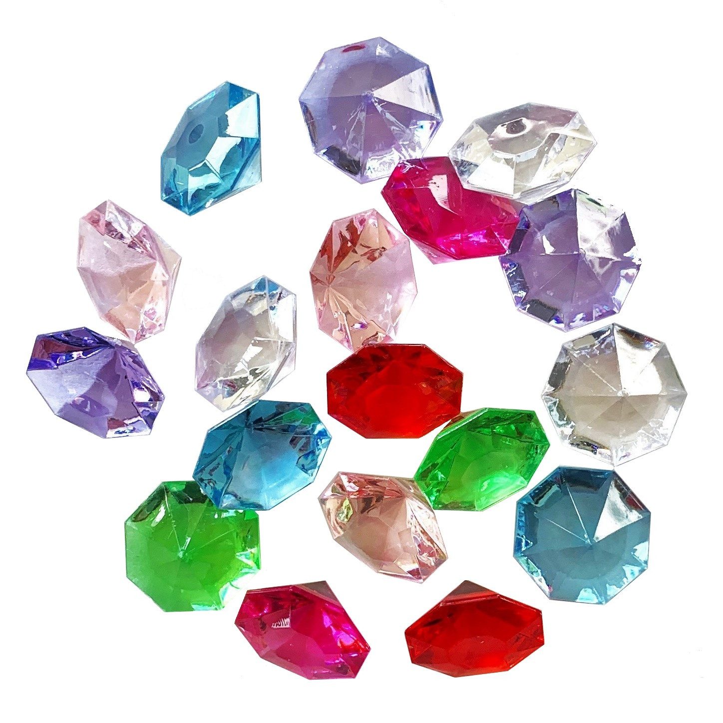 naninoa GmbH Streudeko Deco DIAMANTEN, Kunststoff, 32mm. 18 Stück. Farben GEMISCHT.