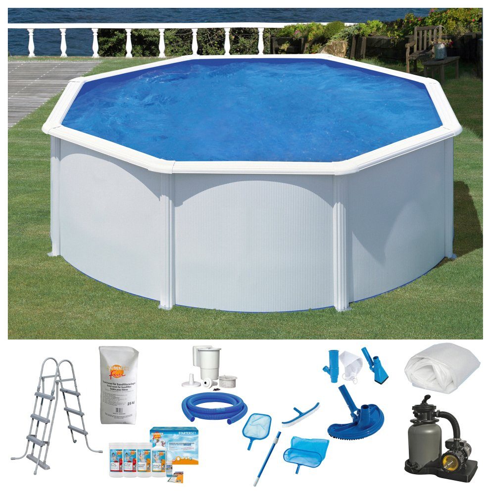 KONIFERA Rundpool MALAGA 4 (Set, 9-tlg), Höhe 120 cm, inkl. umfangreichem Zubehör in versch. Größen