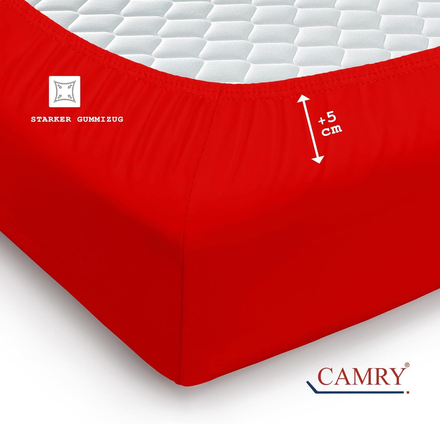 Camry Spannbettlaken CLASSIC Jersey 100% Baumwolle Spannbetttuch atmungsaktiv Gummizug, Jersey Baumwolle, Gummizug: rundum, 100% Baumwolle, alle Matratzenhöhen, – Bild 4 von 5