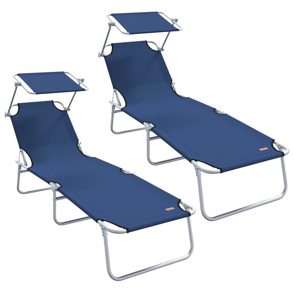 Gartenliege Sonnenliege 2 pcs Blau 58 x 188 x 77cm Polyester