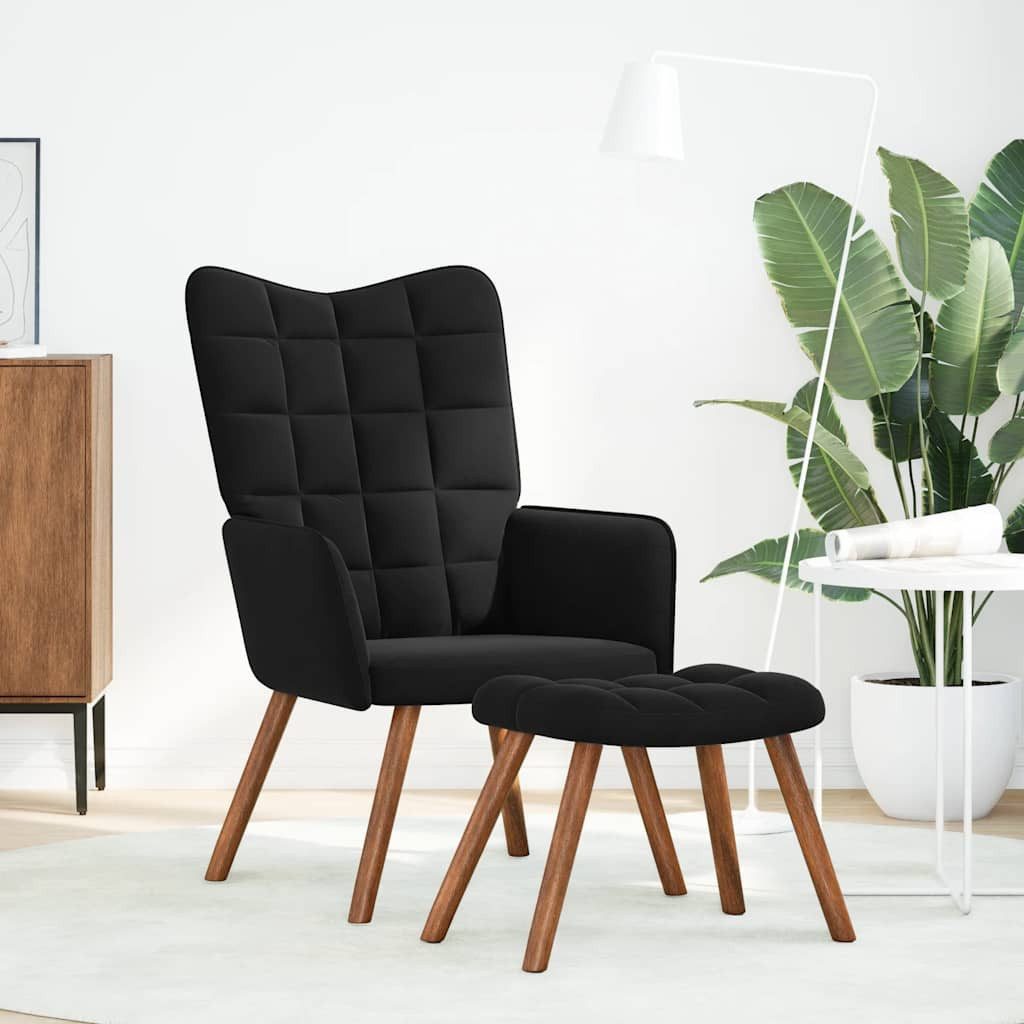 vidaXL Sessel Relaxsessel mit Hocker Schwarz günstig online kaufen