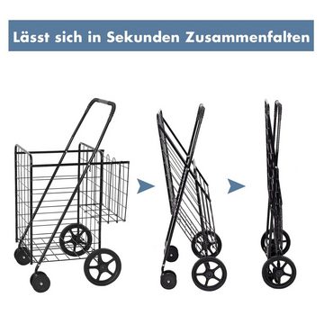 COSTWAY Einkaufstrolley, 100L+22L Rollwagen klappbar, bis 40kg, 2 Körbe