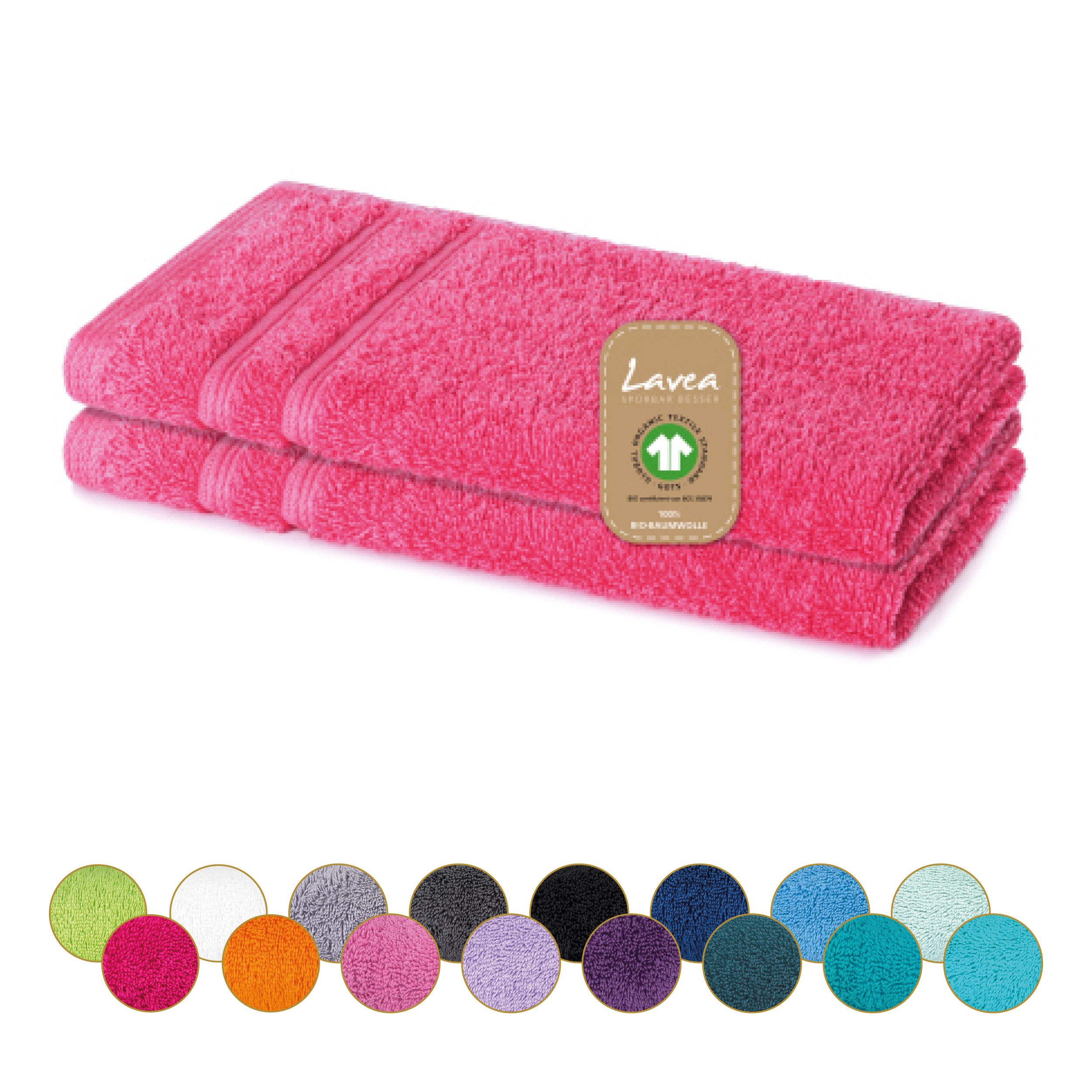 Lavea Gästehandtuch Bali Gästetücher 30x50 cm, Weiches Bio-Baumwollfrottee (Set, 2-St), pflegeleicht, GOTS-zertifiziert, extra saugstark mit 500g/m²