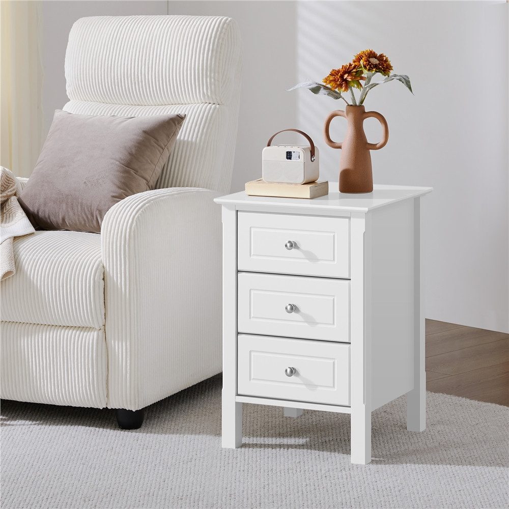 Yaheetech Nachttisch (2er Set), Nachtschrank mit 3 Schubladen Boxspringbett Nachtkommode