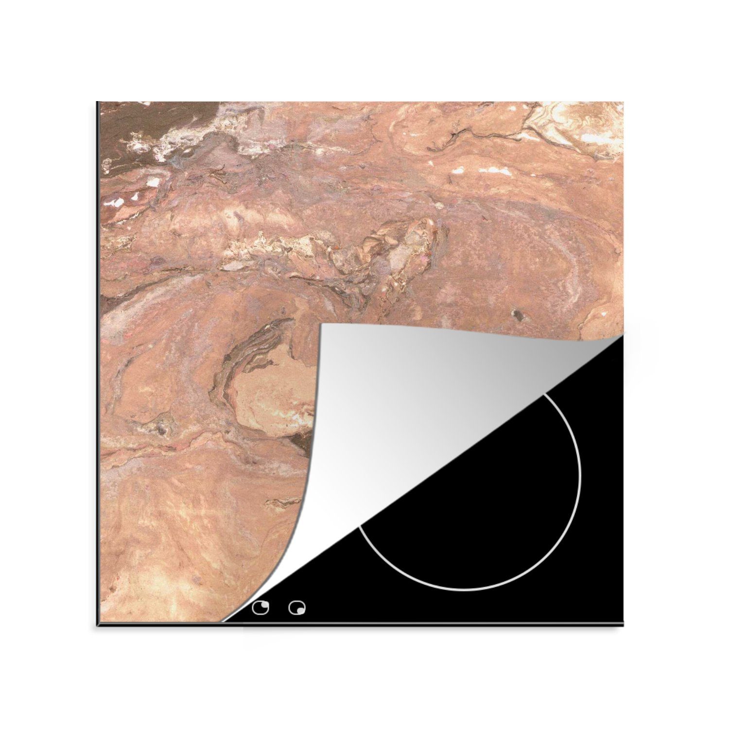 Ceranfeldabdeckung, küche 78x78 MuchoWow Kieselsteine tlg), Rosa Arbeitsplatte (1 - Vinyl, Granit, cm, - für Herdblende-/Abdeckplatte