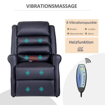 HOMCOM Massagesessel Massagesessel TV Sessel für Senior Fernsehsessel mit Wärmefunktion (Relaxsessel, 1-St., Sessel mit Aufstehhilfe), 8 Schwingmassagepunkte