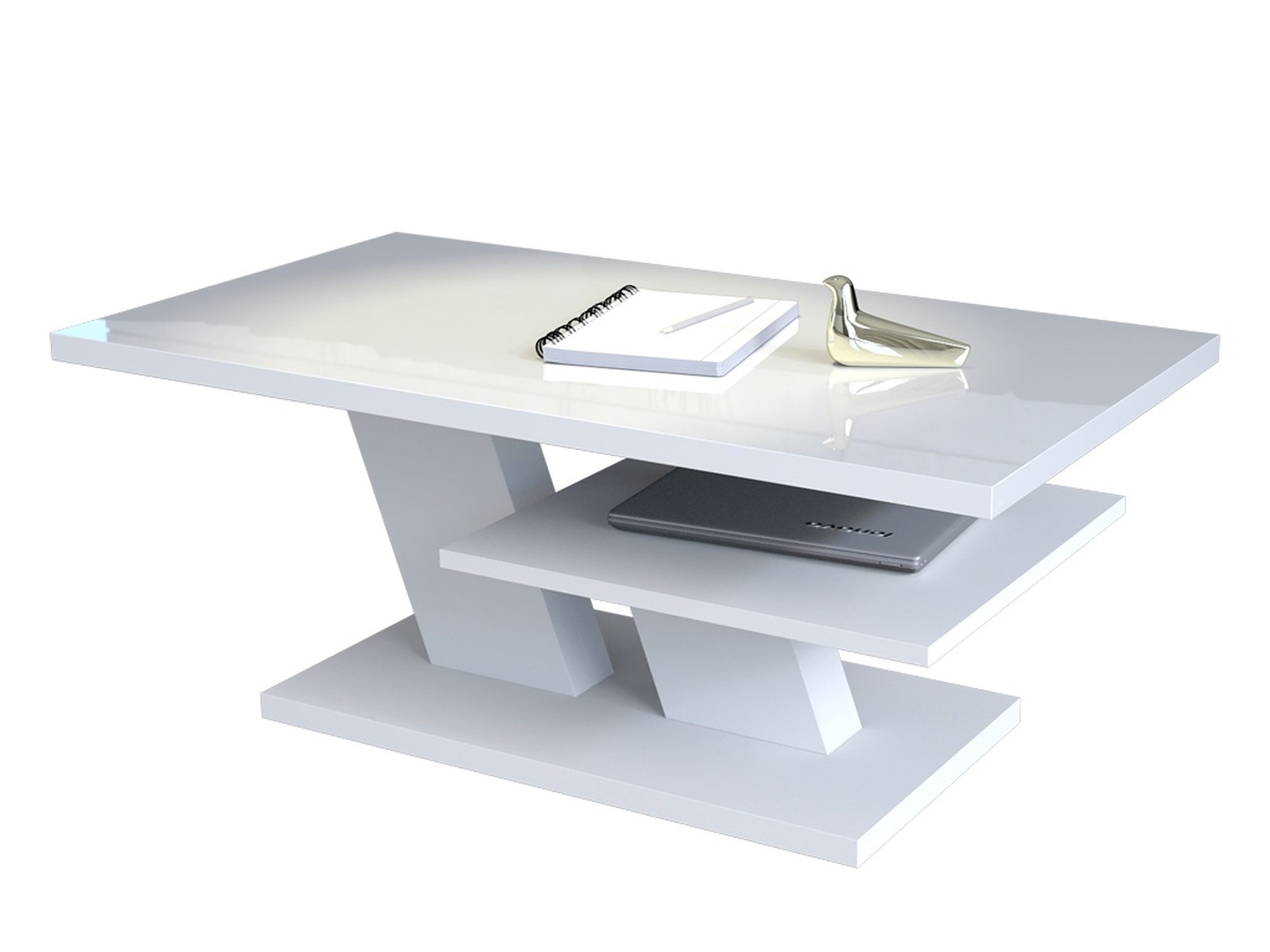 Mazzoni Couchtisch Cliff Weiß Hochglanz Tisch günstig online kaufen