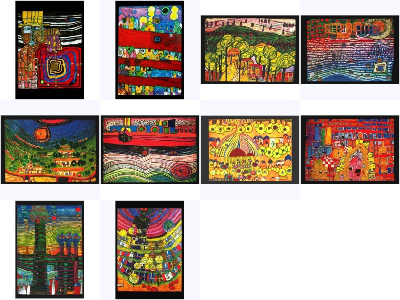 Postkarte Kunstkarten-Set Friedensreich Hundertwasser IV