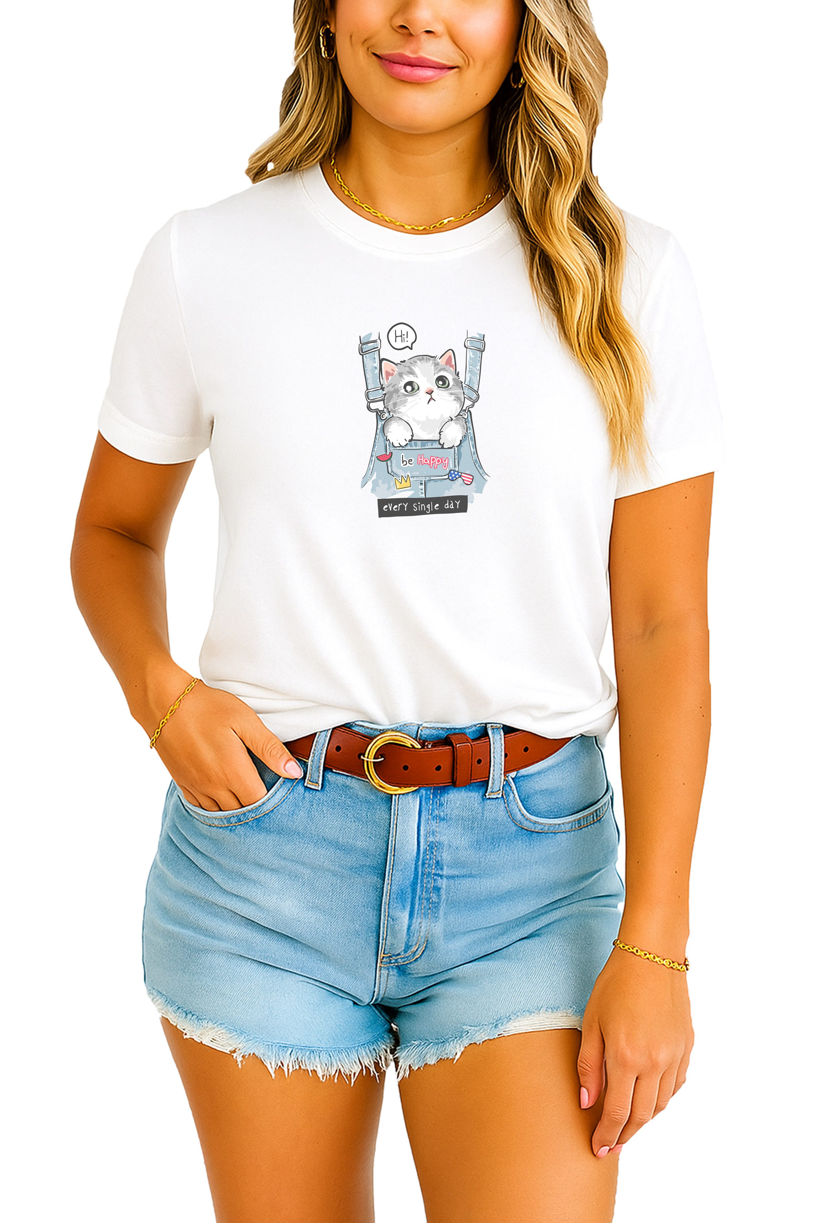 Banco T-Shirt Damen mit Katzen-Print Kurzarm günstig online kaufen