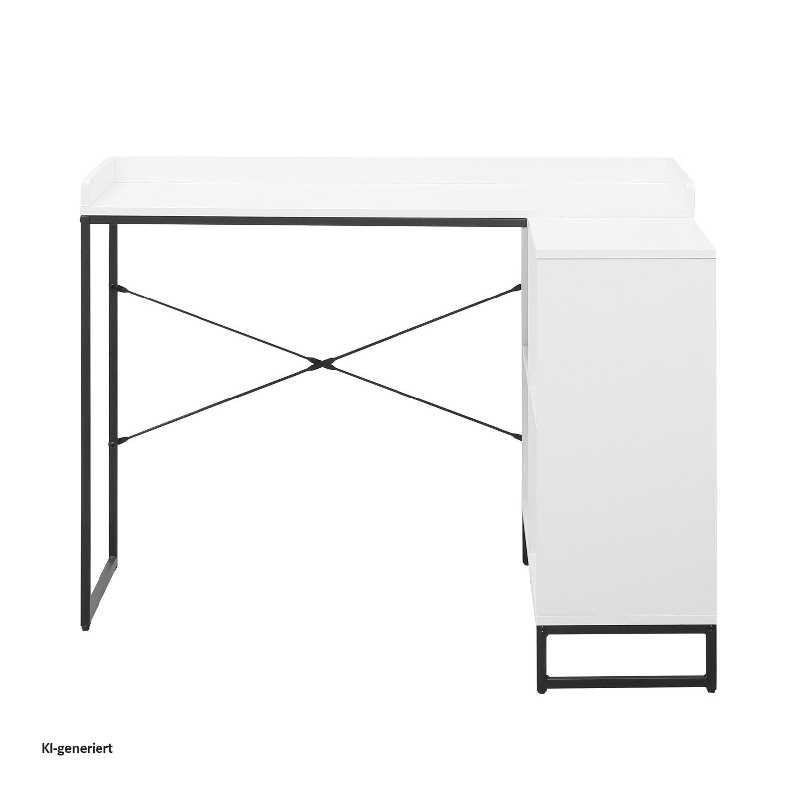 HTI-Living Eckschreibtisch mit Regal Cedrik Weiß-Schwarz (Stück, 1-St., 1 Eckschreibtisch)
